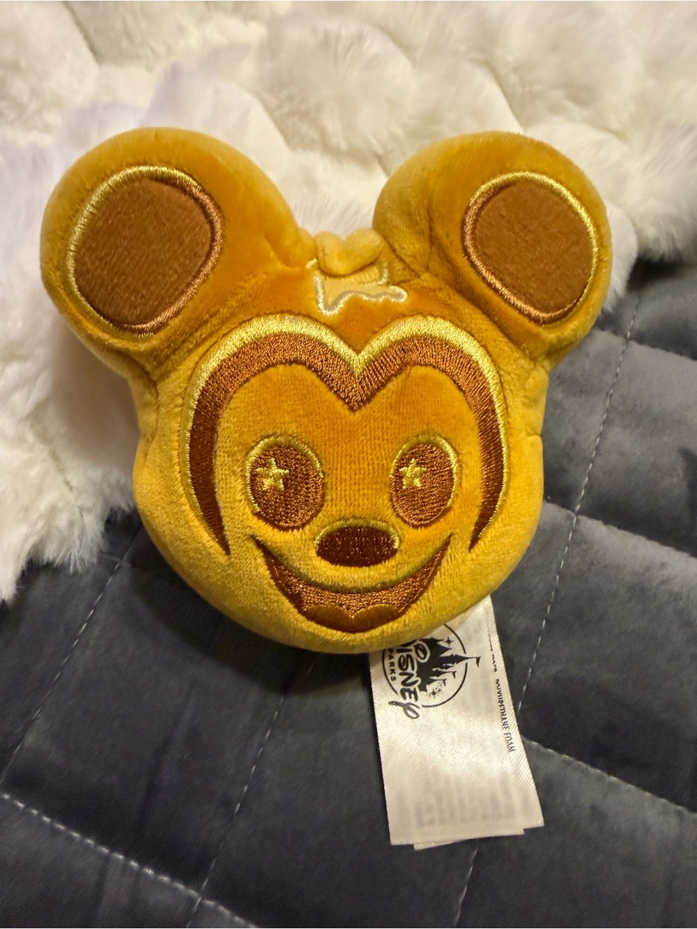 Disney Gold and Brown Plush Mickey Waffle